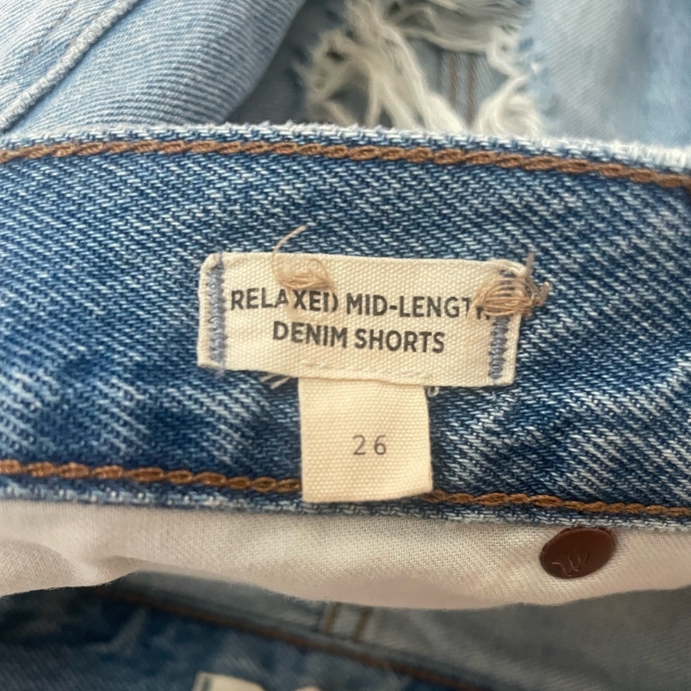 Madewell Relaxed Mid-Length Denim Distressed Shorts - Picture 3 of 7